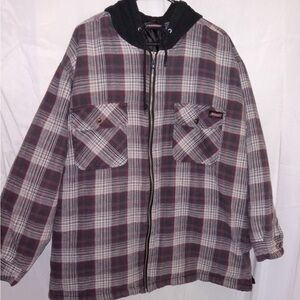 Dickies Jacket Mens XXL Red Black Plaid Flannel Quilt Lined Coat Work Zip Up